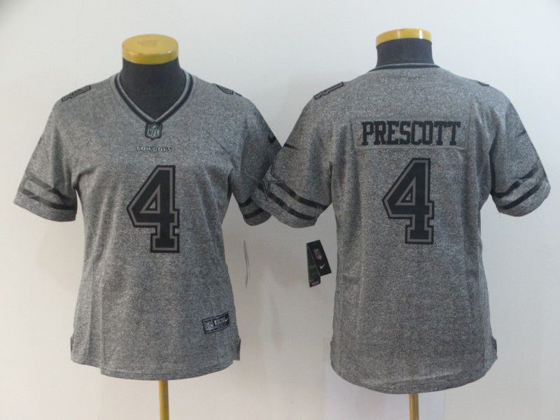 Women Dallas cowboys #4 Prescott Gray Stitched Gridiron Limited NFL Jerseys->arizona cardinals->NFL Jersey